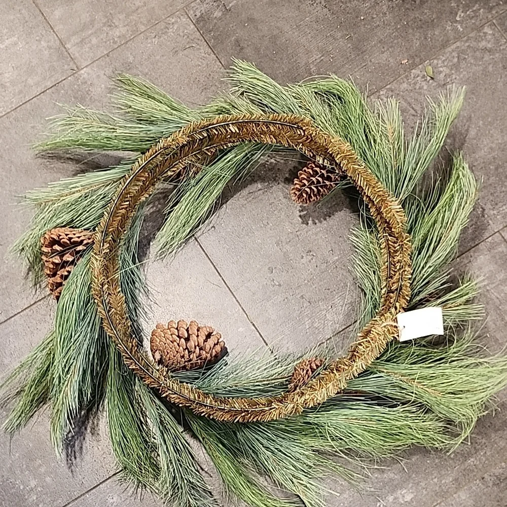 Pine Cone and Greenery Holiday Wreath